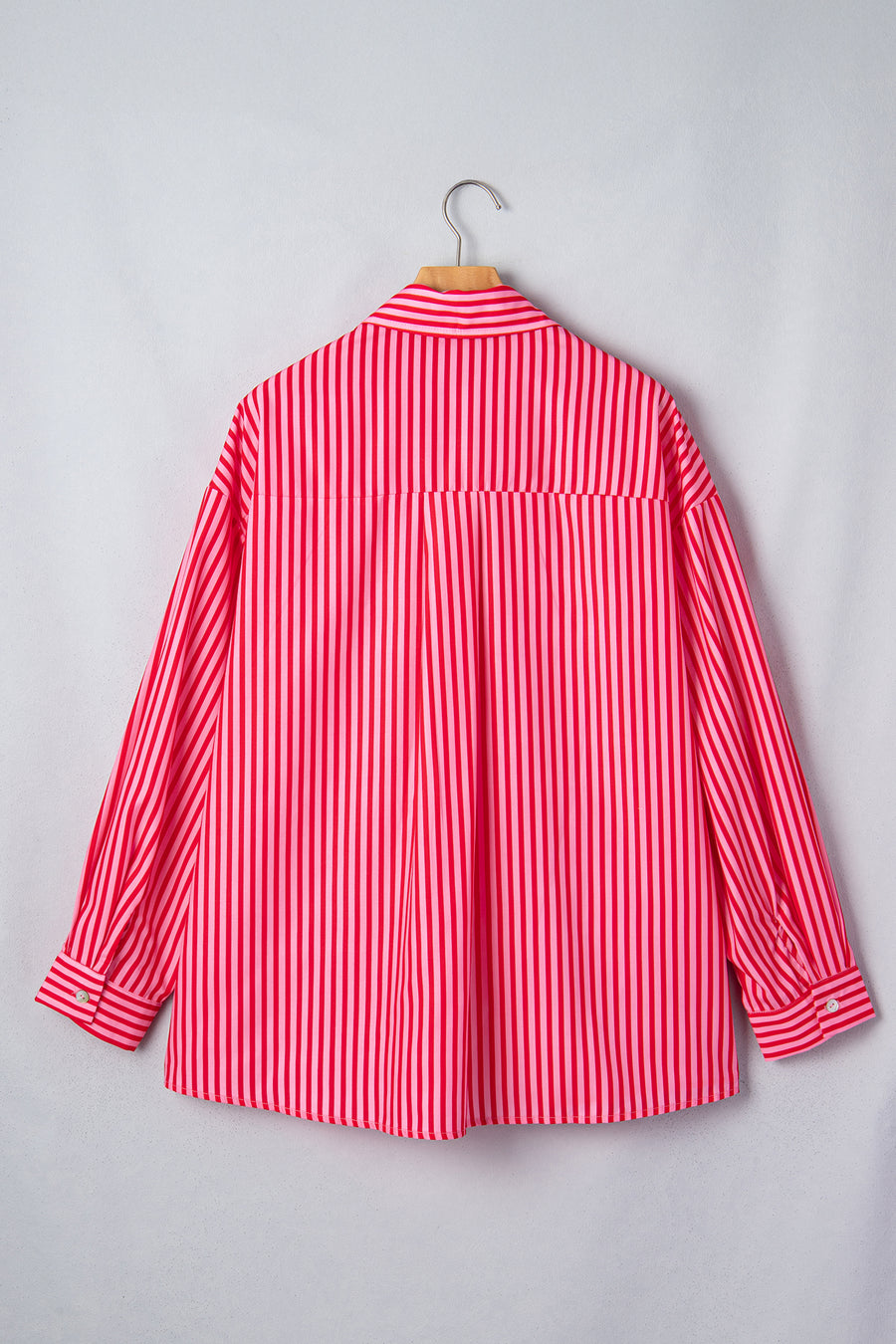 Stripe Button-Up Long Sleeve Shirt with Patch Pocket