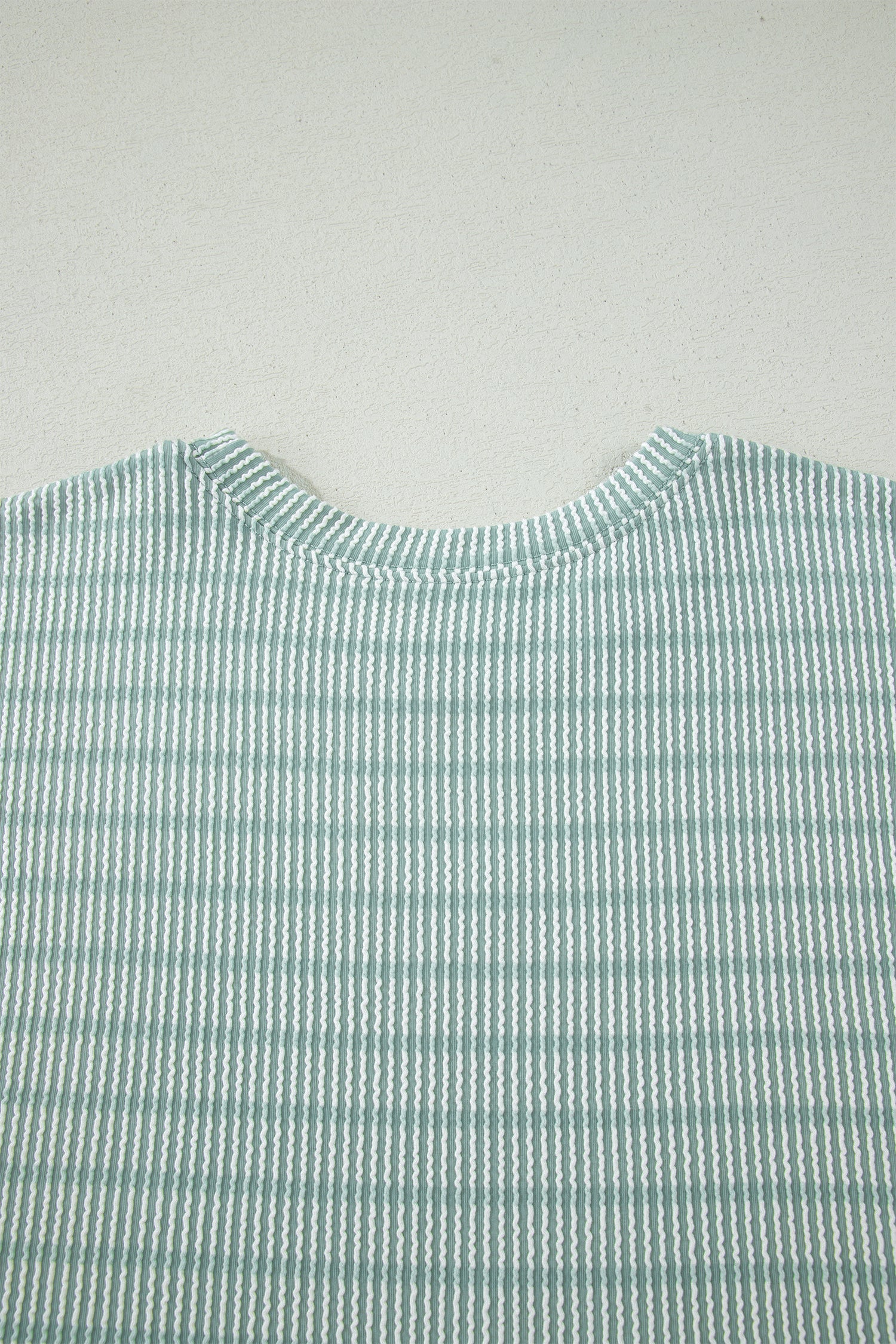 Stripe Raised Rib Loose Tee & Drawstring Elastic Waist Shorts Set