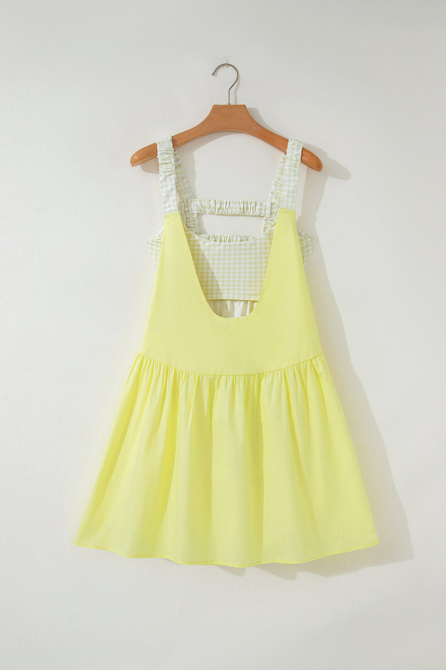Gingham Patchwork Faux Two Piece Loose Mini Dress Women UK