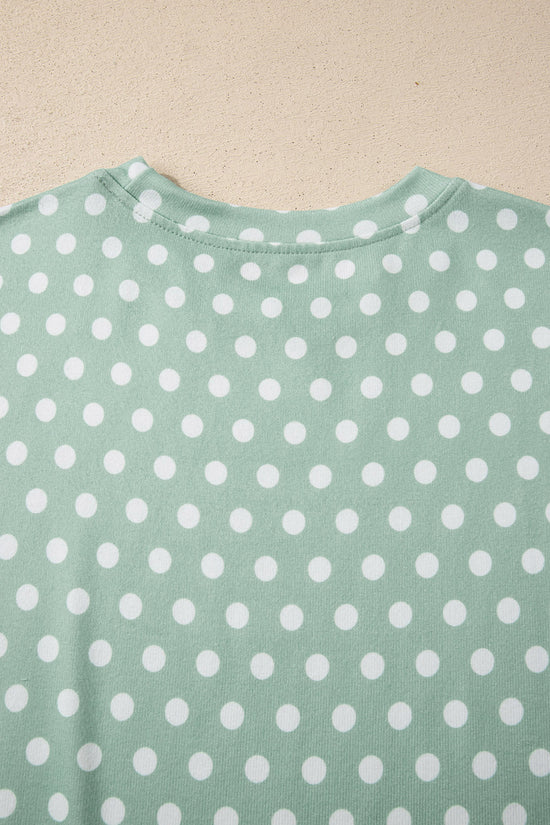 Polka Dot Print Round Neck Short Sleeve Top & Shorts Co-Ord Set