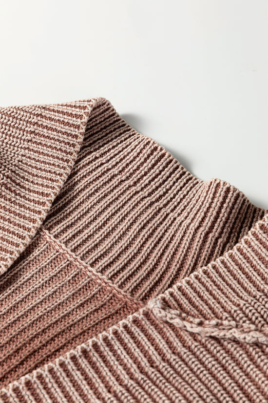 Stonewash Patchwork Knit Open Cardigan