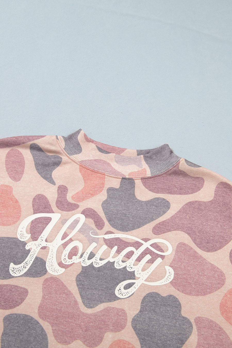 Camo Print Baggy Mock Neck Pullover Sweatshirt Women UK