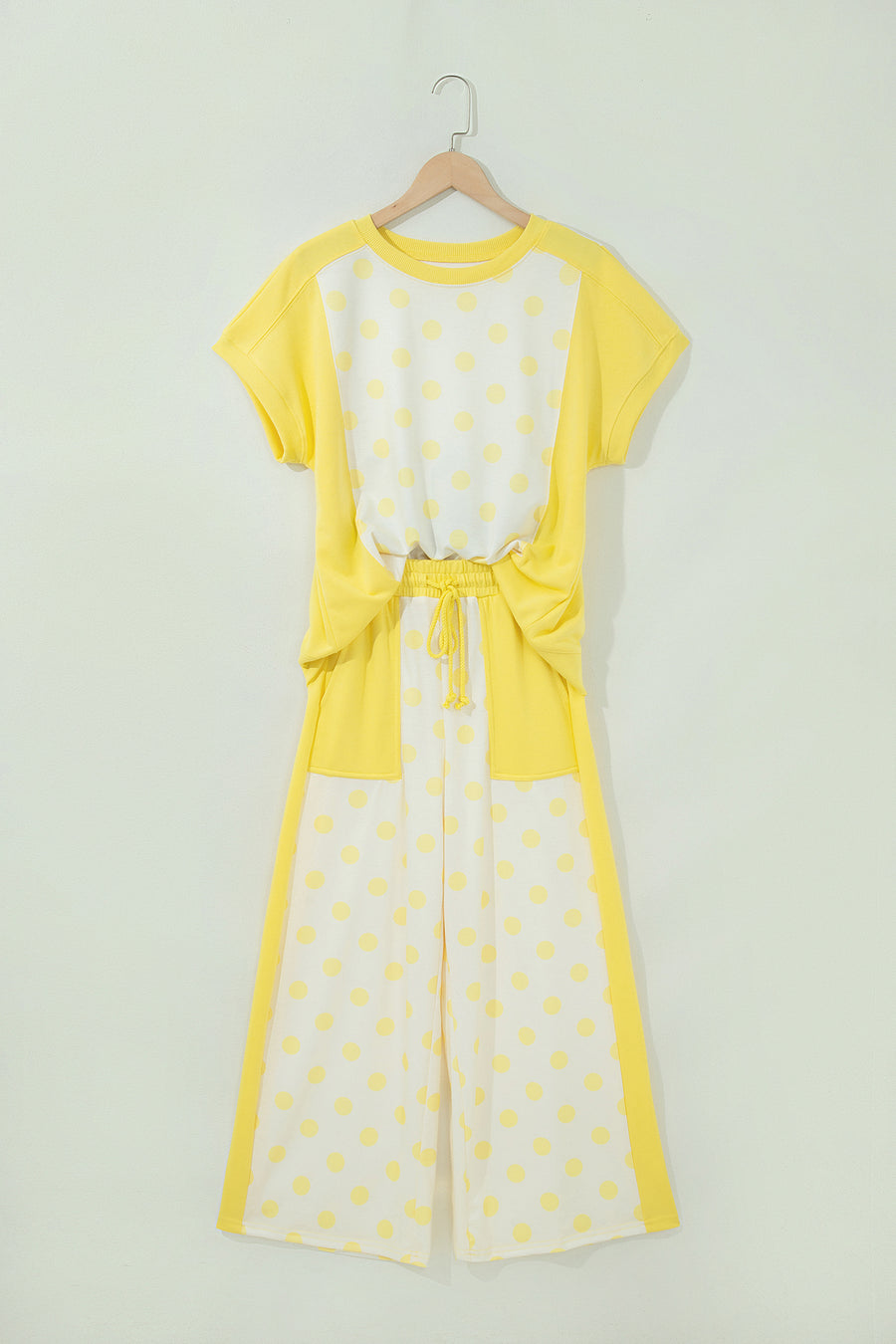 Colour Block Polka Dot Wide Leg Pant Set Women UK