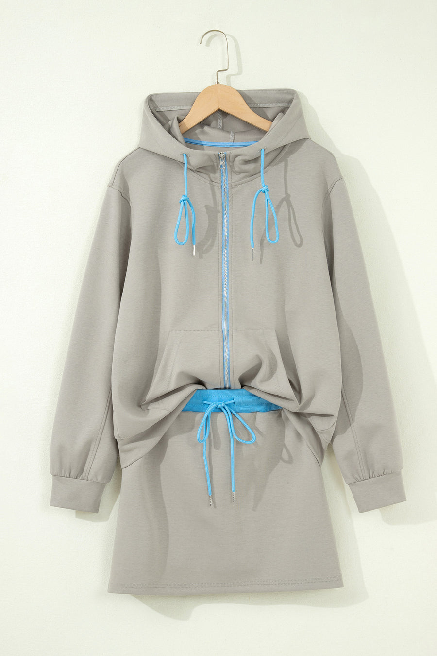 Smoke Green Contrast Trim Sporty Jacket & Mini Skort Set Women UK — second colourway | Fashionfitz UK