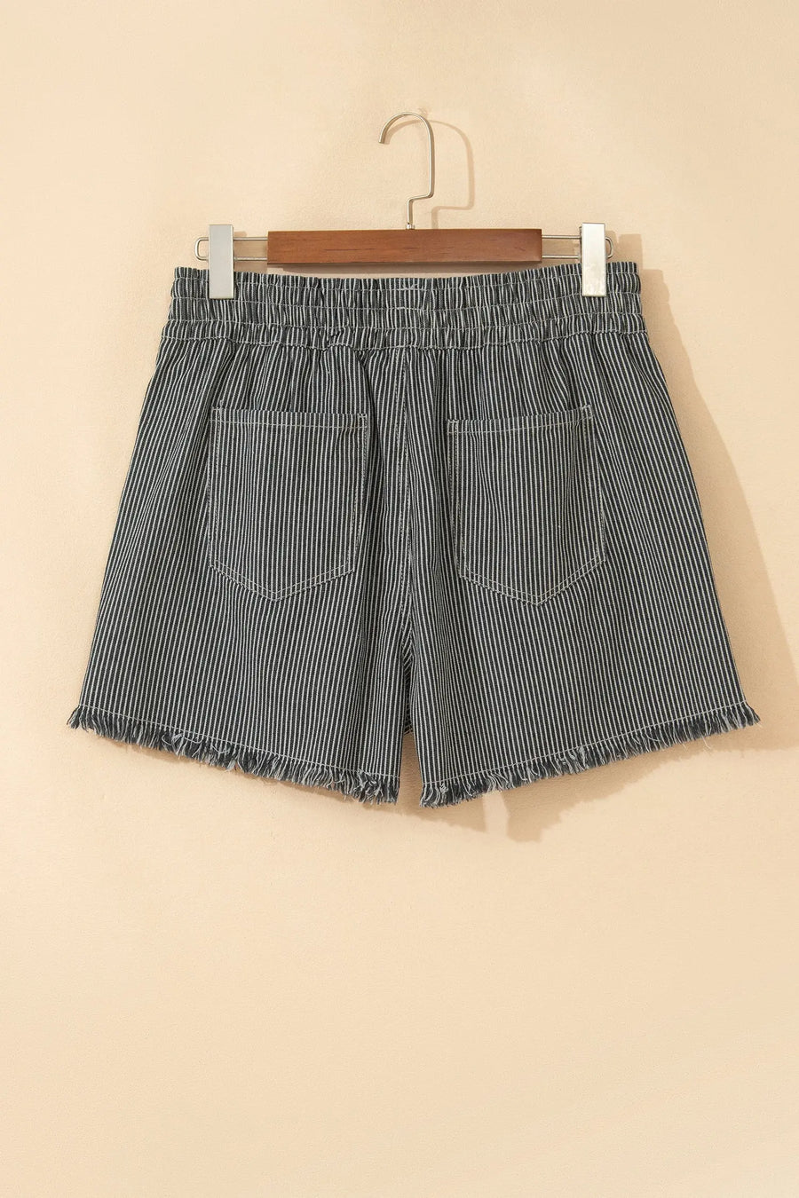 Stripe Raw Edge Drawstring Denim Shorts Women UK — styled flat lay | Fashionfitz UK