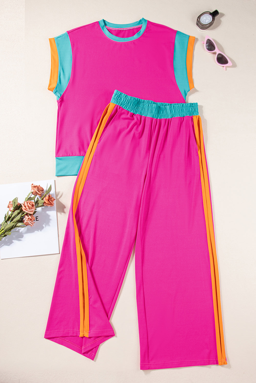 Strawberry Pink Casual Pants Set