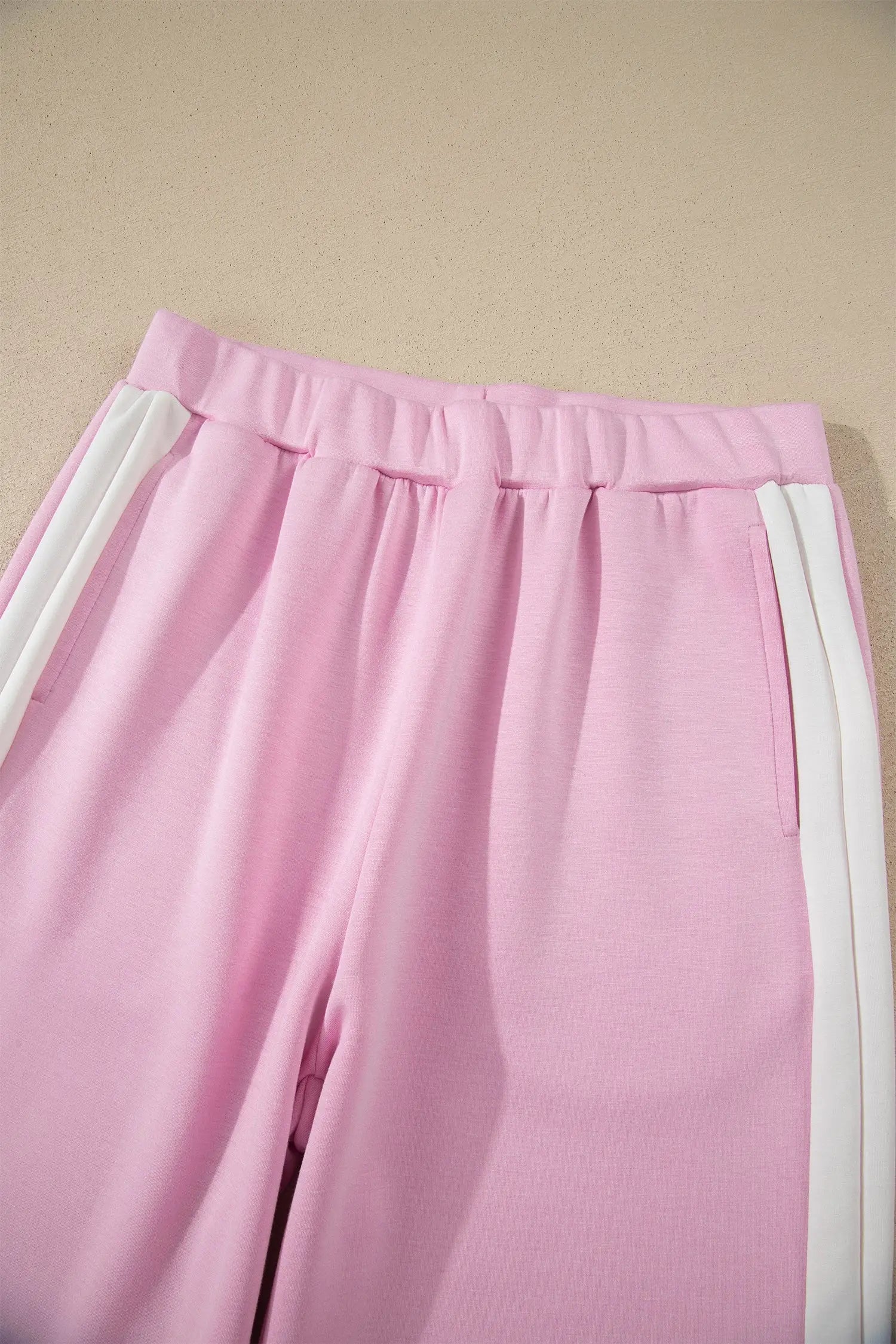 Colorblock Trim Cropped Tank High Waist Wide-Leg Pants Two-Piece Set