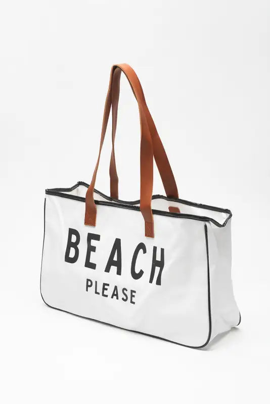 Beach please large canvas tote bag - bright white / one size / 100% polyester - shoes & bags/handbags