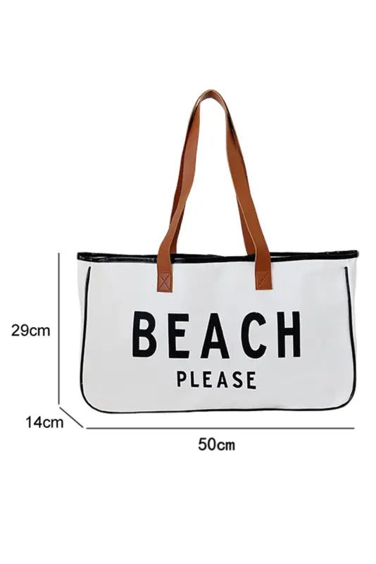 Beach please large canvas tote bag - bright white / one size / 100% polyester - shoes & bags/handbags