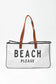 Beach please large canvas tote bag - bright white / one size / 100% polyester - shoes & bags/handbags