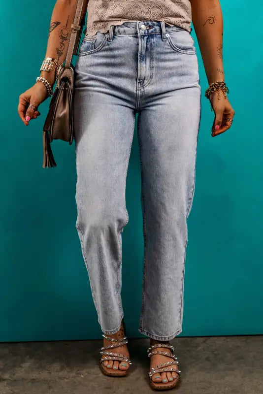 Beau blue acid wash straight jeans