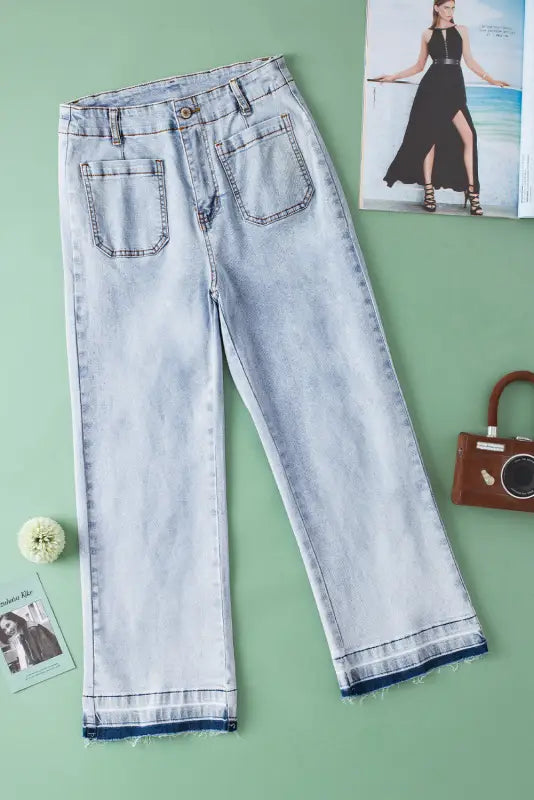 Beau blue acid-washed cropped jeans