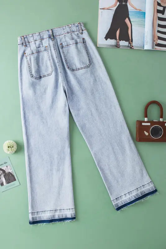 Beau blue acid-washed cropped jeans