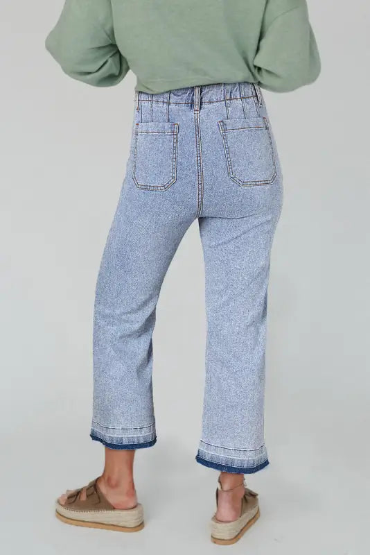 Beau blue acid-washed cropped jeans