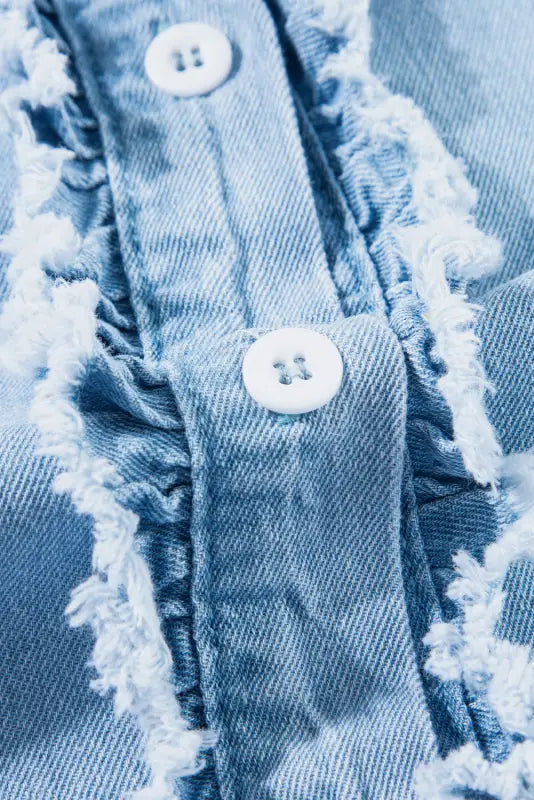 Beau blue button frayed denim top