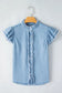 Beau blue button frayed denim top