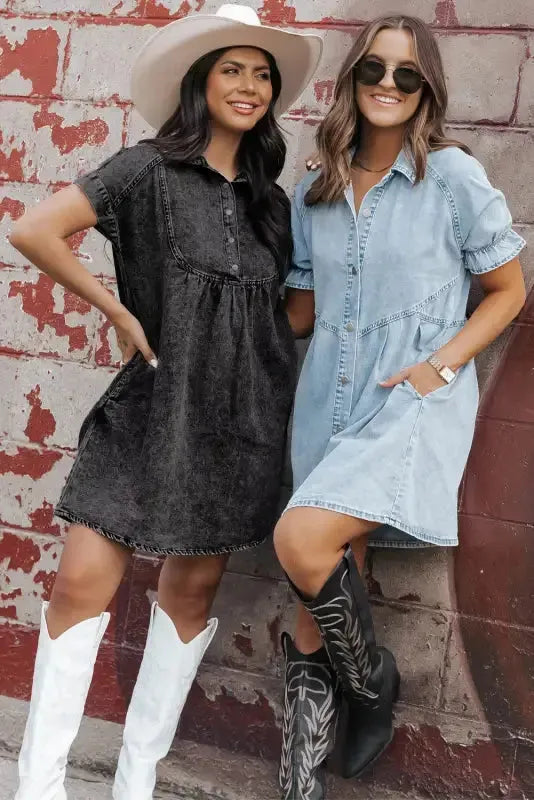 Beau Blue Denim Dress - Fashionfitz