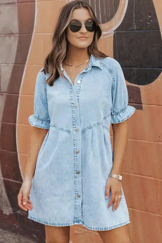 Beau Blue Denim Dress - Fashionfitz
