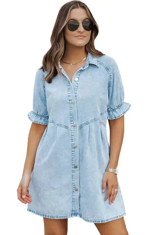 Beau Blue Denim Dress - Fashionfitz