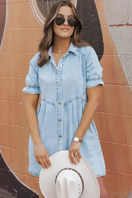 Beau Blue Denim Dress - Fashionfitz