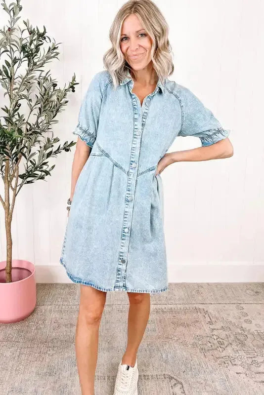 Beau Blue Denim Dress - Fashionfitz