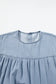 Beau blue denim dress - ruffle short sleeve tiered a-line - dresses