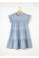 Beau blue denim dress - ruffle short sleeve tiered a-line - dresses