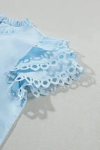 Beau Blue Layered Ricrac Blouse - Fashionfitz