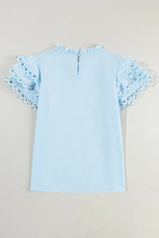 Beau blue layered ricrac blouse - tops/blouses & shirts