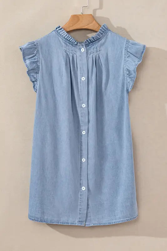 Beau blue retro chambray top - tops/tank tops