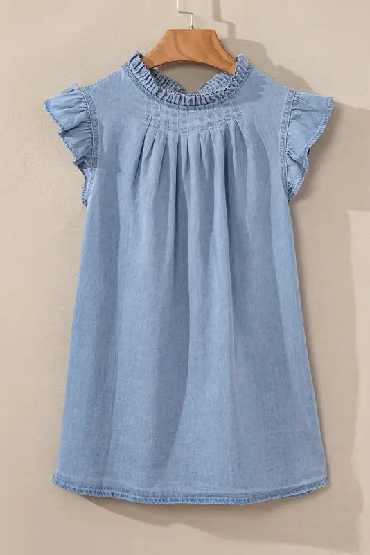 Beau blue retro chambray top - tops/tank tops