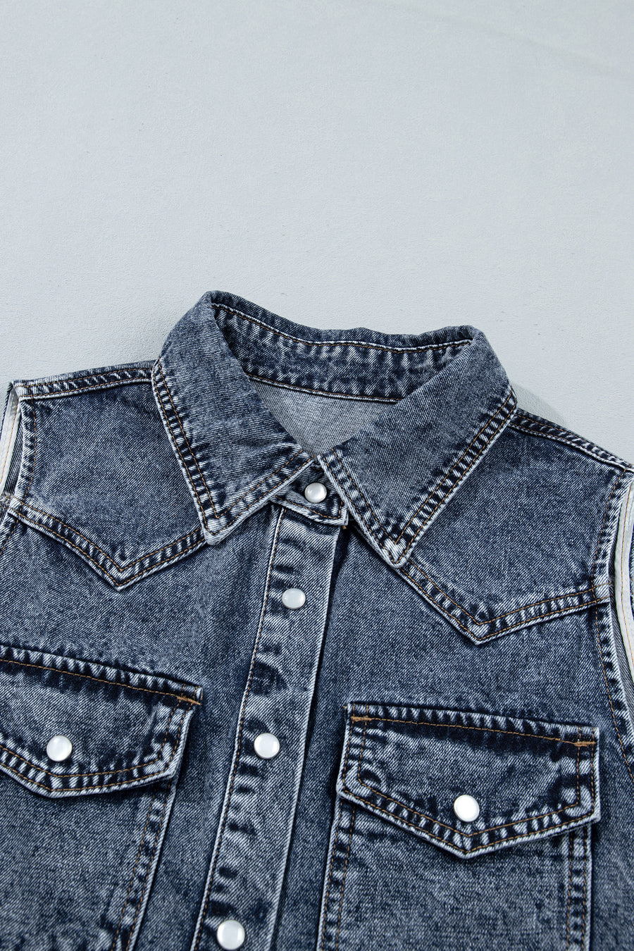 Denim Button Front Pocket Sleeveless Cowboy Vest Women UK