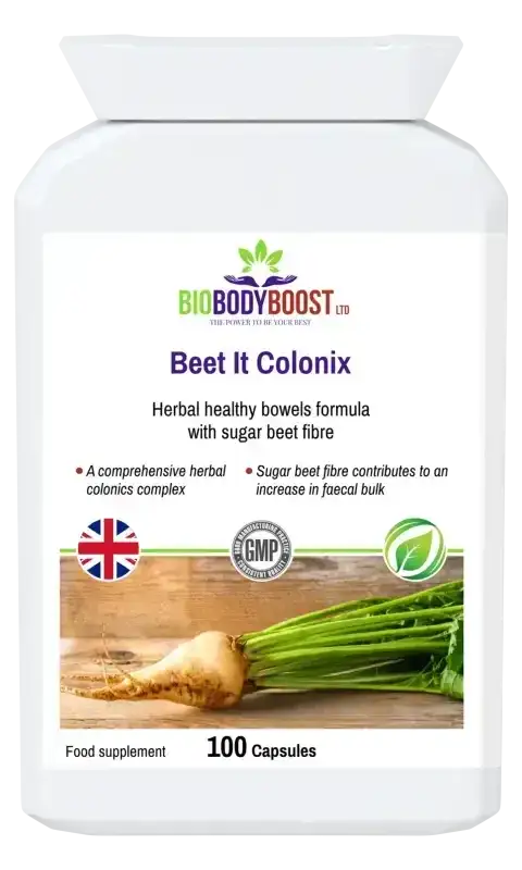 Beet It Colonix Herbal Bowel Formula — beetroot and herbal colonics complex for bowel health and gentle detox, 90 capsules, BioBodyBoost UK