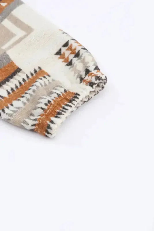 Beige Aztec Half-Zip Hoodie - Fashionfitz