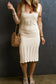 Beige crochet summer knit dress - sweater dresses