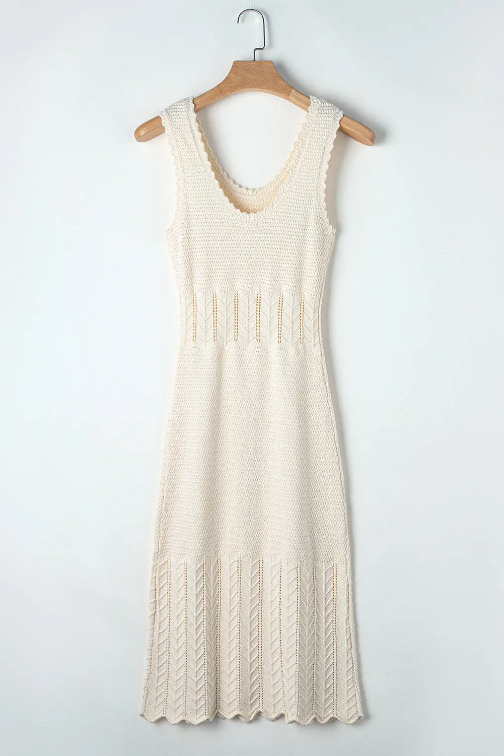 Beige crochet summer knit dress - dresses/sweater dresses