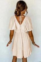 Beige Cutout Back Mini Dress - Fashionfitz