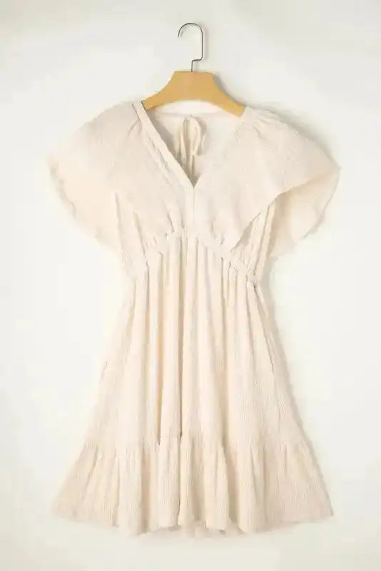Beige Cutout Back Mini Dress - Fashionfitz