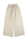 Beige drawstring smocked high waist wide leg pants