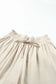 Beige drawstring smocked high waist wide leg pants