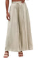 Beige drawstring smocked high waist wide leg pants