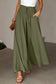 Beige drawstring smocked high waist wide leg pants