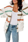 Beige drop shoulder pocketed stripe sweater cardigan - tops