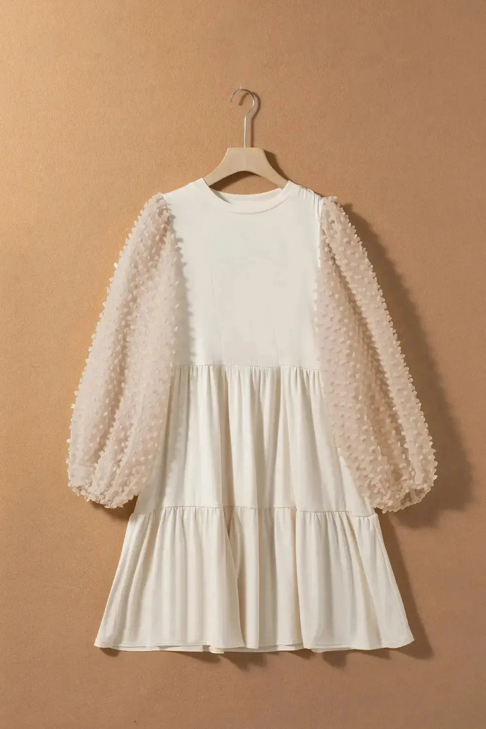 Embellished Puff Sleeve Tiered A-line Dress - Fashionfitz