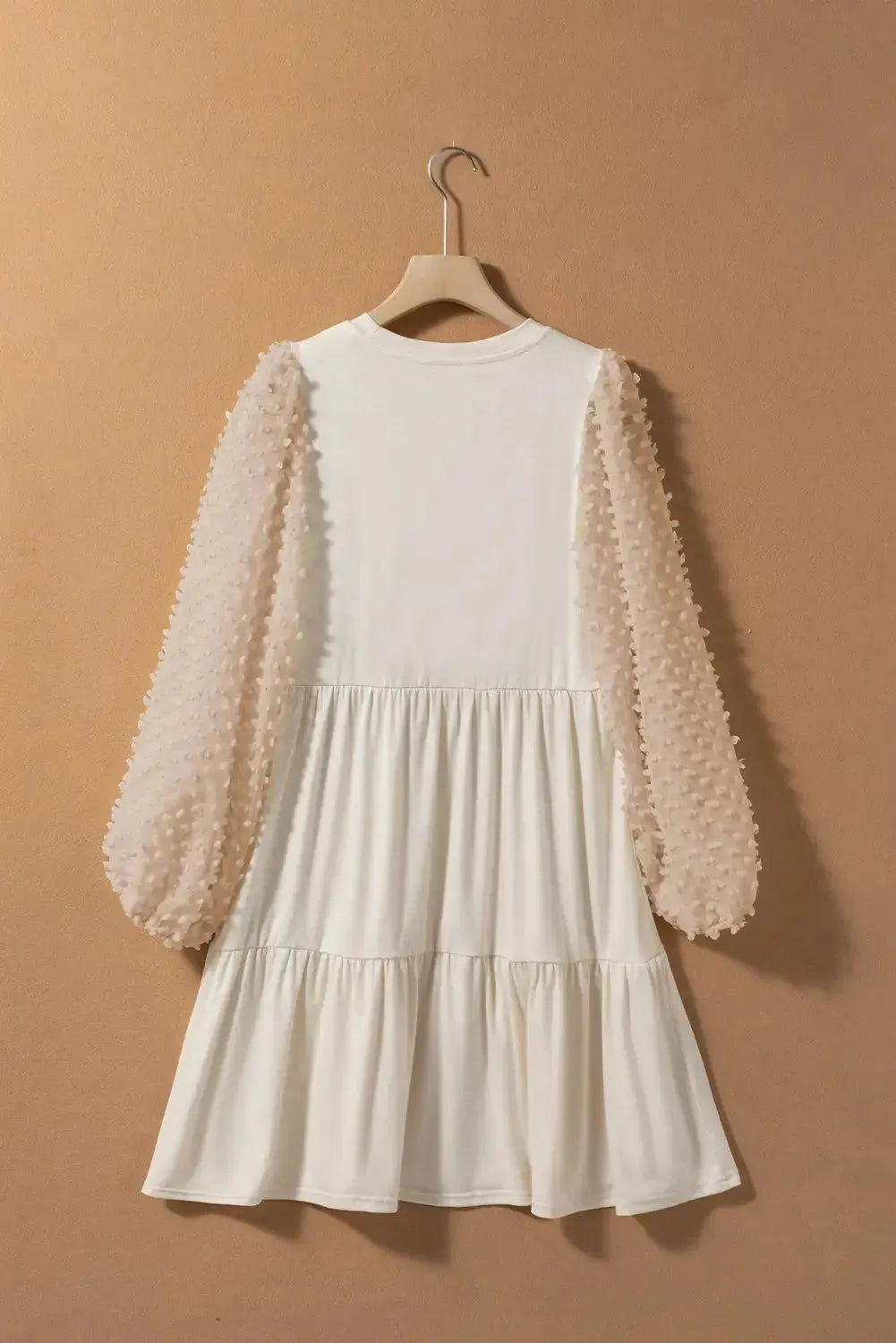 Embellished Puff Sleeve Tiered A-line Dress - Fashionfitz
