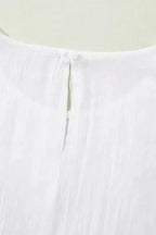 Beige Embroidered Mesh Flounce Sleeve Blouse - Fashionfitz