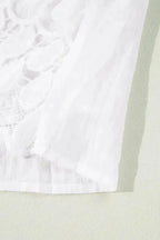 Beige Embroidered Mesh Flounce Sleeve Blouse - Fashionfitz