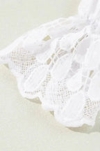 Beige Embroidered Mesh Flounce Sleeve Blouse - Fashionfitz