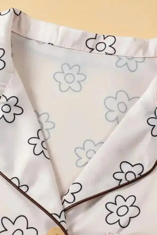 Beige Floret Printed Pajama Shorts Set - Fashionfitz