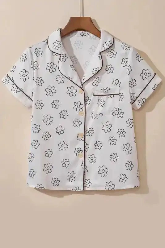 Beige Floret Printed Pajama Shorts Set - Fashionfitz